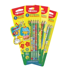 مداد گرافیتی مشکی 4 عددی با 8 طرح فانتزی سری Kids